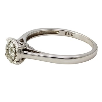 9ct white gold Diamond 0.15cts Cluster Ring size N